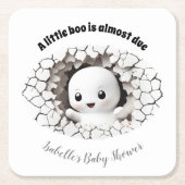 Peeking Little Boo Ghost Baby shower Papier Onderz Kartonnen Onderzetters (Voorkant)