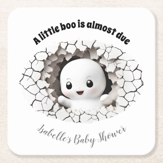 Peeking Little Boo Ghost Baby shower Papier Onderz Kartonnen Onderzetters (Voorkant)