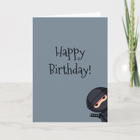 Peeking Ninja on Grey Birthday Kaart (Voorkant)