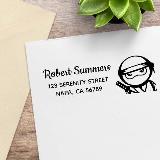 Peeking Ninja Return Address Rubberstempel
