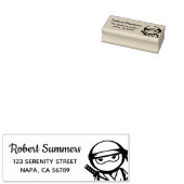 Peeking Ninja Return Address Rubberstempel (Gestempeld)