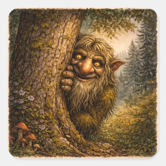 Peeking Norwegian Troll, Stickers (Voorkant)