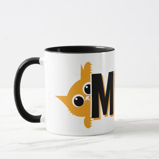 Peeking Orange Cat Meow Design Coffee Mug Mok (Links)