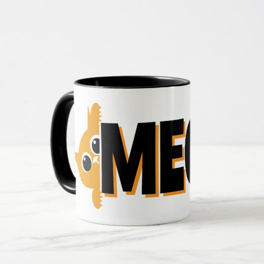 Peeking Orange Cat Meow Design Coffee Mug Mok (Voorkant links)