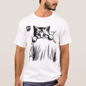 Peeking Pawfect: Sneaky Cat Sketch T-shirt (Voorkant)