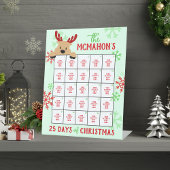 Peeking rendier 25 dagen van kerstactiviteit reclamebord met voetstuk