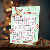 Peeking rendier 25 dagen van kerstactiviteit reclamebord met voetstuk