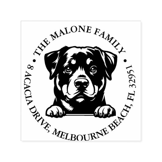 Peeking Rockweiler Puppy Gepersonaliseerd Thema Zelfinktende Stempel (Design)