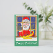 Peeking Santa Briefkaart (Staand voorkant)