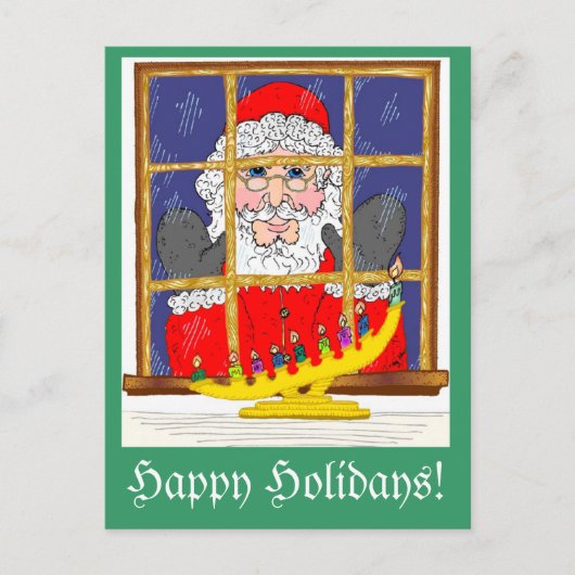 Peeking Santa Briefkaart (Voorkant)