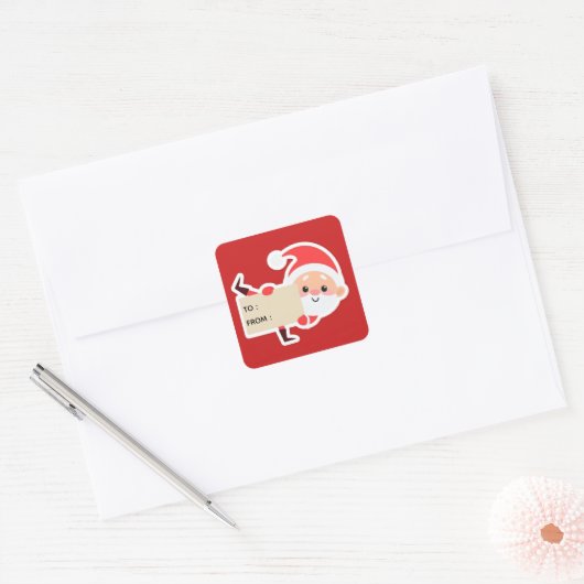 Peeking Santa Christmas Gift Sticker (Envelop)