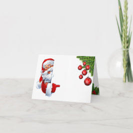 Peeking Santa – Festive Christmas Clipart for Card Bedankkaart