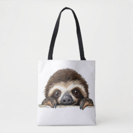Peeking Sloth Canvas tas