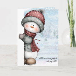 Peeking Snowman Thinking of You Winter Hugs Kaart