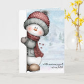 Peeking Snowman Thinking of You Winter Hugs Kaart (Gele Bloem)