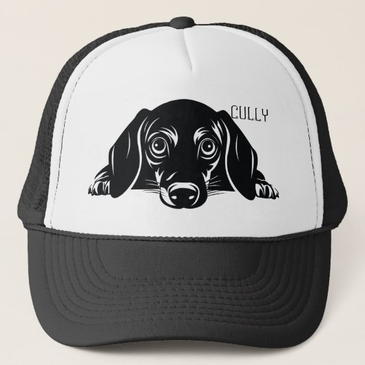 Peeking teckel hond. personaliseren trucker pet (Voorkant)
