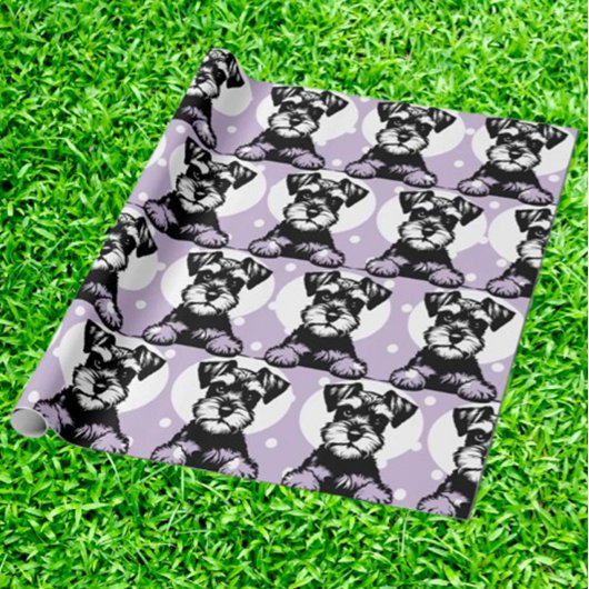 Peeking Terrier Paarse Gepersonaliseerde Thema Cadeaupapier