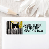 PEEKING TUXEDO SCHATTIGE CAT RETOURADRES LABELS (Insitu)