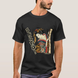 Peeking Ukiyo-e geisha - Konnichiwa! T-shirt