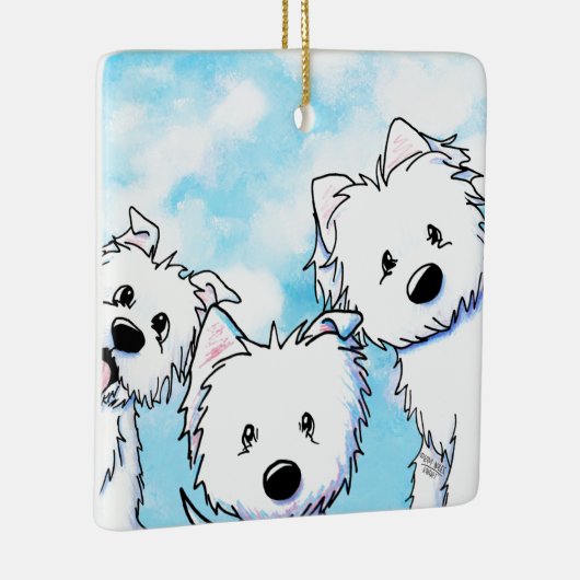 Peeking Westies Keramisch Ornament (Rechts)