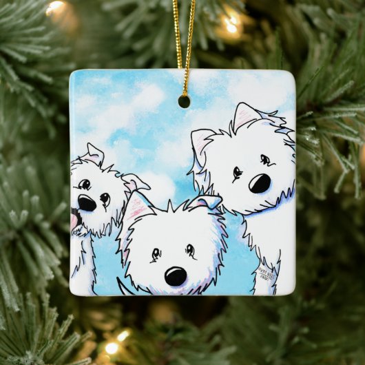 Peeking Westies Keramisch Ornament (Boom)