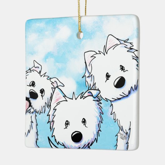 Peeking Westies Keramisch Ornament (Links)