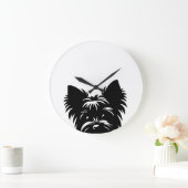 Peeking Yorkie Black and White Wall Clock Grote Klok (Huis)