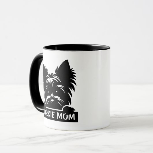 Peeking Yorkie Black Silhouette Yorkie Mom Mok (Voorkant links)