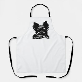 Peeking Yorkie Black Silhouette Yorkie Mom Schort