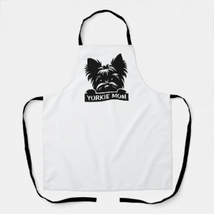 Peeking Yorkie Black Silhouette Yorkie Mom Schort
