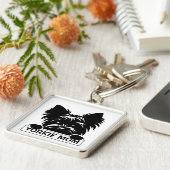 Peeking Yorkie Black Silhouette Yorkie Mom Sleutelhanger (Zijkant)