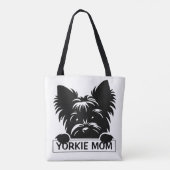 Peeking Yorkie Black Silhouette Yorkie Mom Tote Bag (Achterkant)