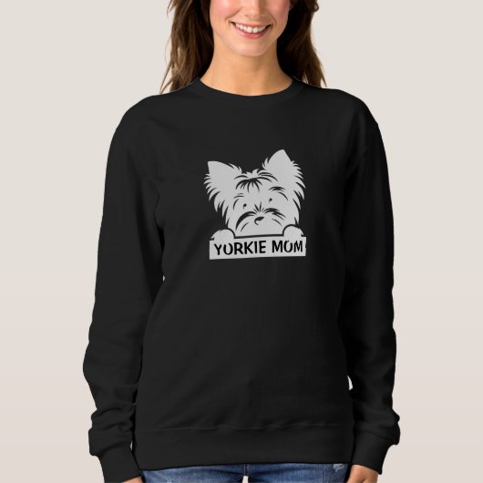 Peeking Yorkie Black Silhouette Yorkie Mom  Trui (Voorkant)