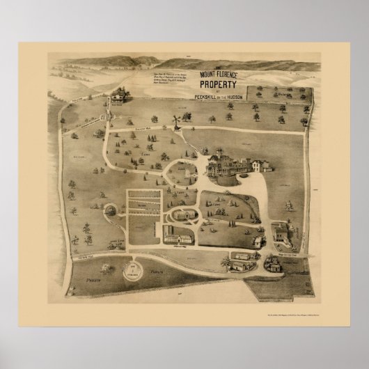 Peekskills on the Hudson, NY Panoramic Map - 1890 Poster (Voorkant)