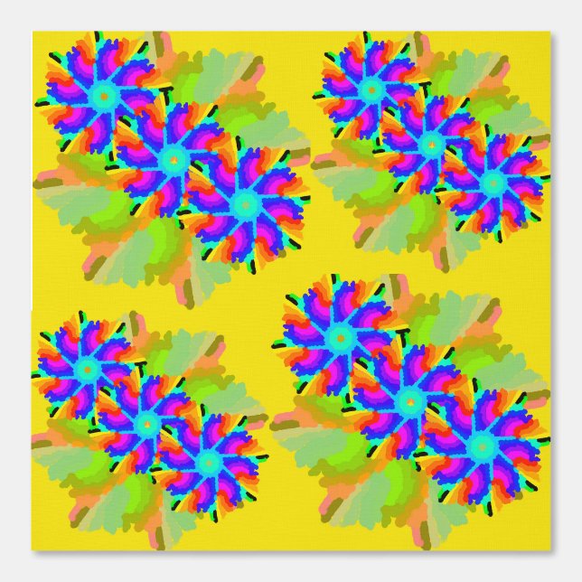 Peel and Stick Wallpaper 4 - Geel en bloemen Behang (Voorkant)