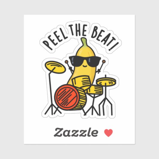 Peel de Beat Grappige Banaan Drummer Pun Sticker (Vel)