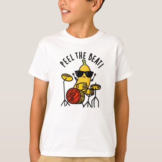 Peel de Beat Grappige Banaan Drummer Pun T-shirt (Voorkant)