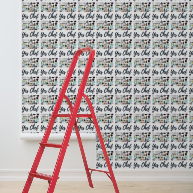 Peel en stick behang ja chef keukengerei (Peel and stick wallpaper yes chef kitchen utensils wallpaper)