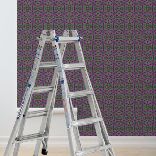 Peel en stick behang paarse groen geel (Peel and stick wallpaper purple green yellow wallpaper)