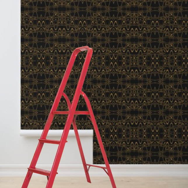 Peel en stick behang zwart bruin golven patroon (Peel and stick wallpaper black brown waves pattern wallpaper)