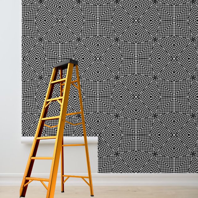 Peel en stick behang Zwart wit controleert vierkan (Peel and stick wallpaper Black white checks square Wallpaper)