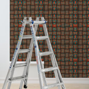 Peel en Stick blauw bruin geometrisch weefpatroon Behang