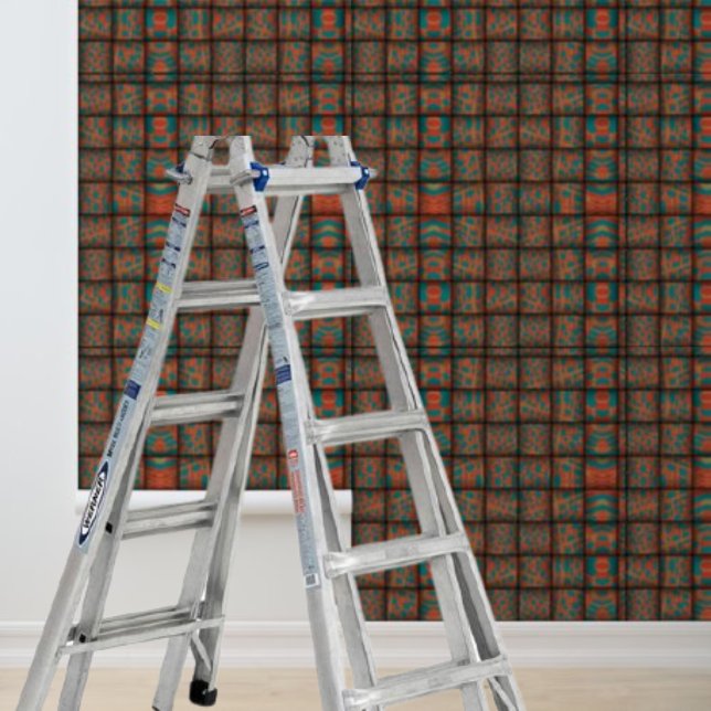 Peel en Stick blauw bruin geometrisch weefpatroon Behang (Peel and Stick blue brown geometric weave pattern Wallpaper)