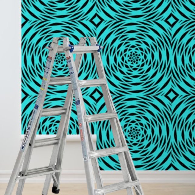 Peel en Stick Blauw Zwart Gyroscoop Cirkels Behang (Peel and Stick Blue Black Gyroscope Circles Wallpaper)