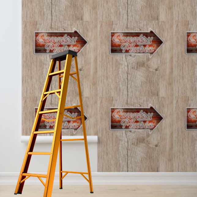 Peel en Stick country muziek hout teken Behang (Peel and Stick country music wood sign Wallpaper)