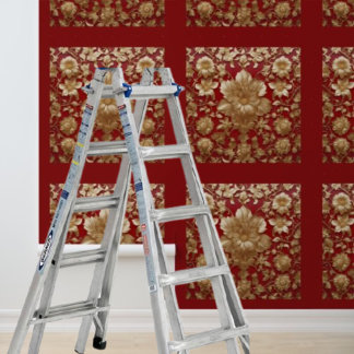 Peel en stick gouden bloemen patroon op rood behang