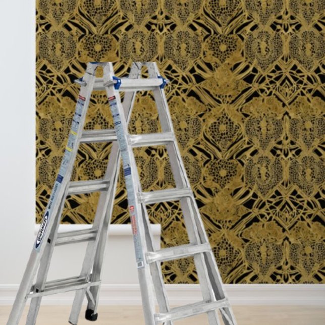 Peel en stick gouden patroon op zwarte achtergrond behang (Creator heeft geüpload)