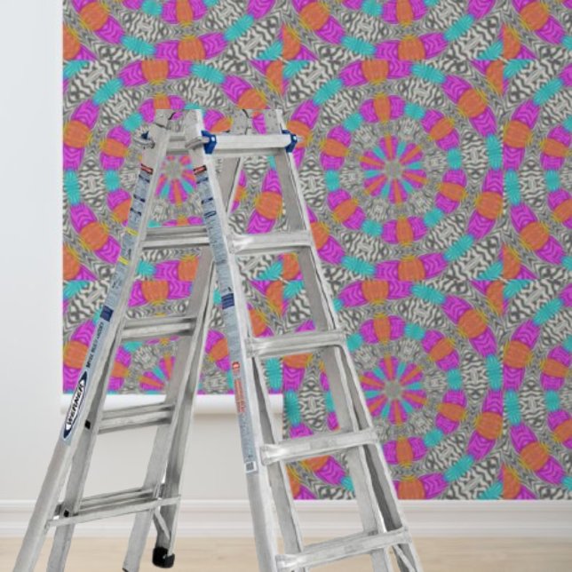 Peel en Stick multi-gekleurde cirkels zebra patroo Behang (Peel and Stick multi-colored circles zebra pattern Wallpaper)