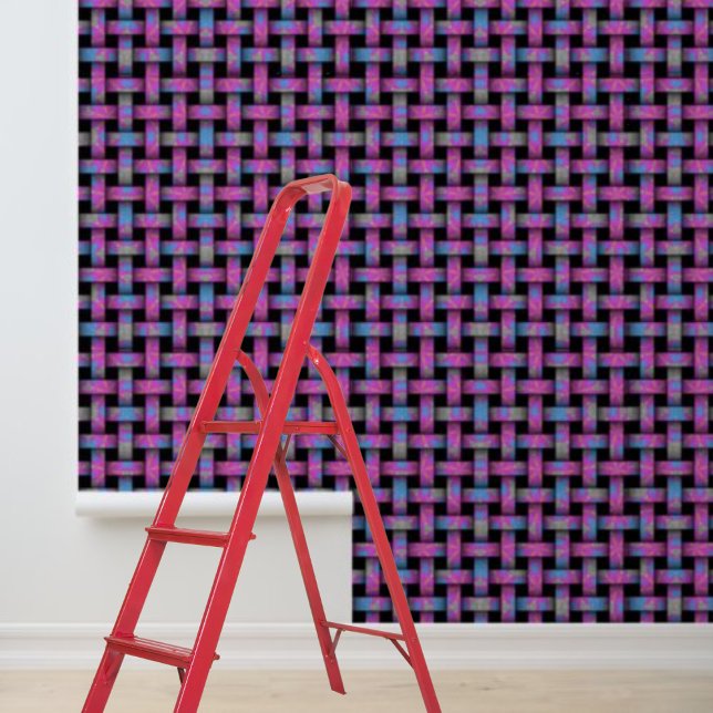 Peel en Stick paarse blauw geometrisch weefpatroon Behang (Peel and Stick purple blue geometric weave pattern Wallpaper)