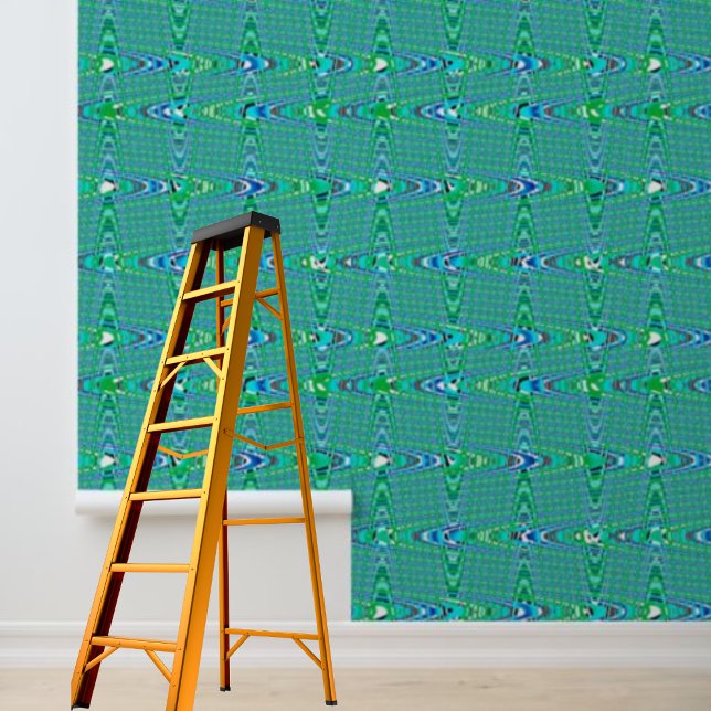 Peel en Stick Wallpaper Blauw Groen Zig-zag Behang (Creator heeft geüpload)